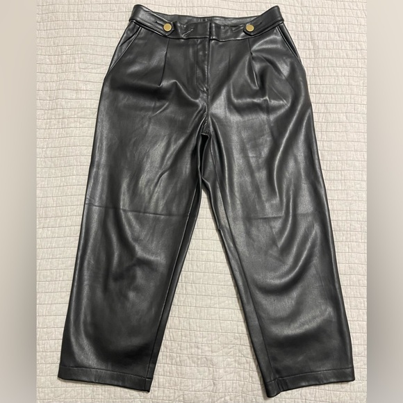 LOFT Pants - Loft Curvy Button Tab Slim Pants Faux Leather Size 2